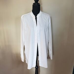 Marled Reunited White Tunic Blouse XL Button Front Sleeve Minimalist Perfect!